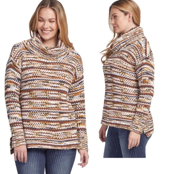 Tribal Tawny Chenille Cowl Neck Knit Sweater Size M - Picture 2 of 15